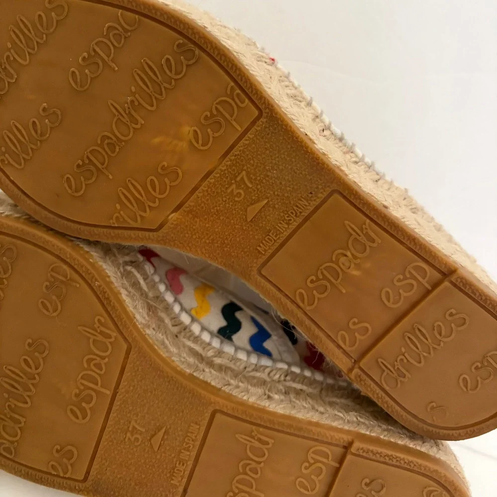 LOEFFLER RANDALL Alfie Espadrilles Colorful Ric-Rac Trims Lace Up Euro Size 37